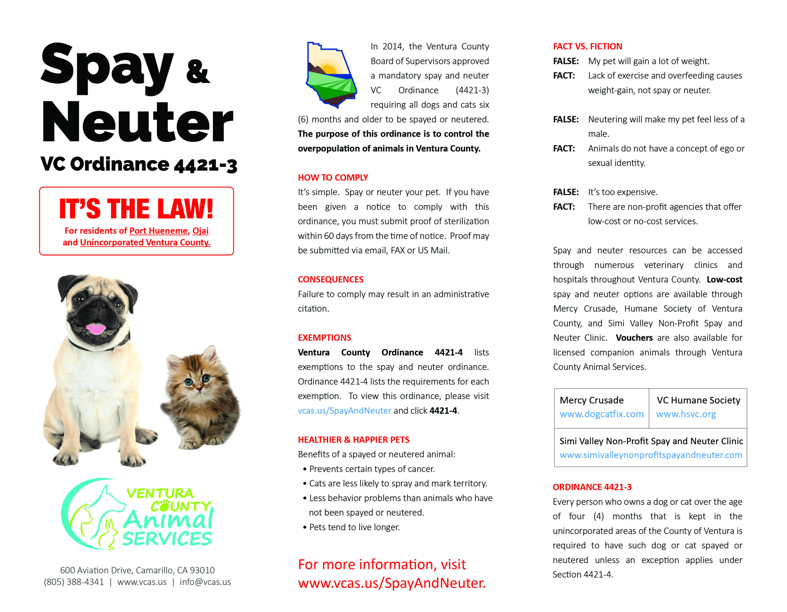 Spay And Neuter Ventura County Animal Services